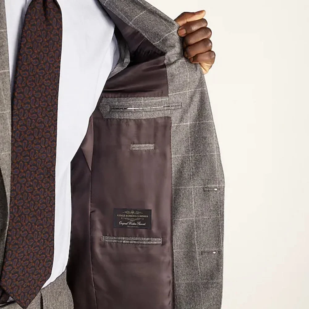 New! J.Crew Ludlow Slim Fit Italian Wool Suit Jacket Grey Windowpane 36 Reg